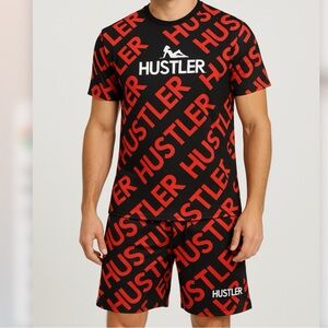 Reason Hustler Black and Red Graphic T-Shirt and Shorts Set